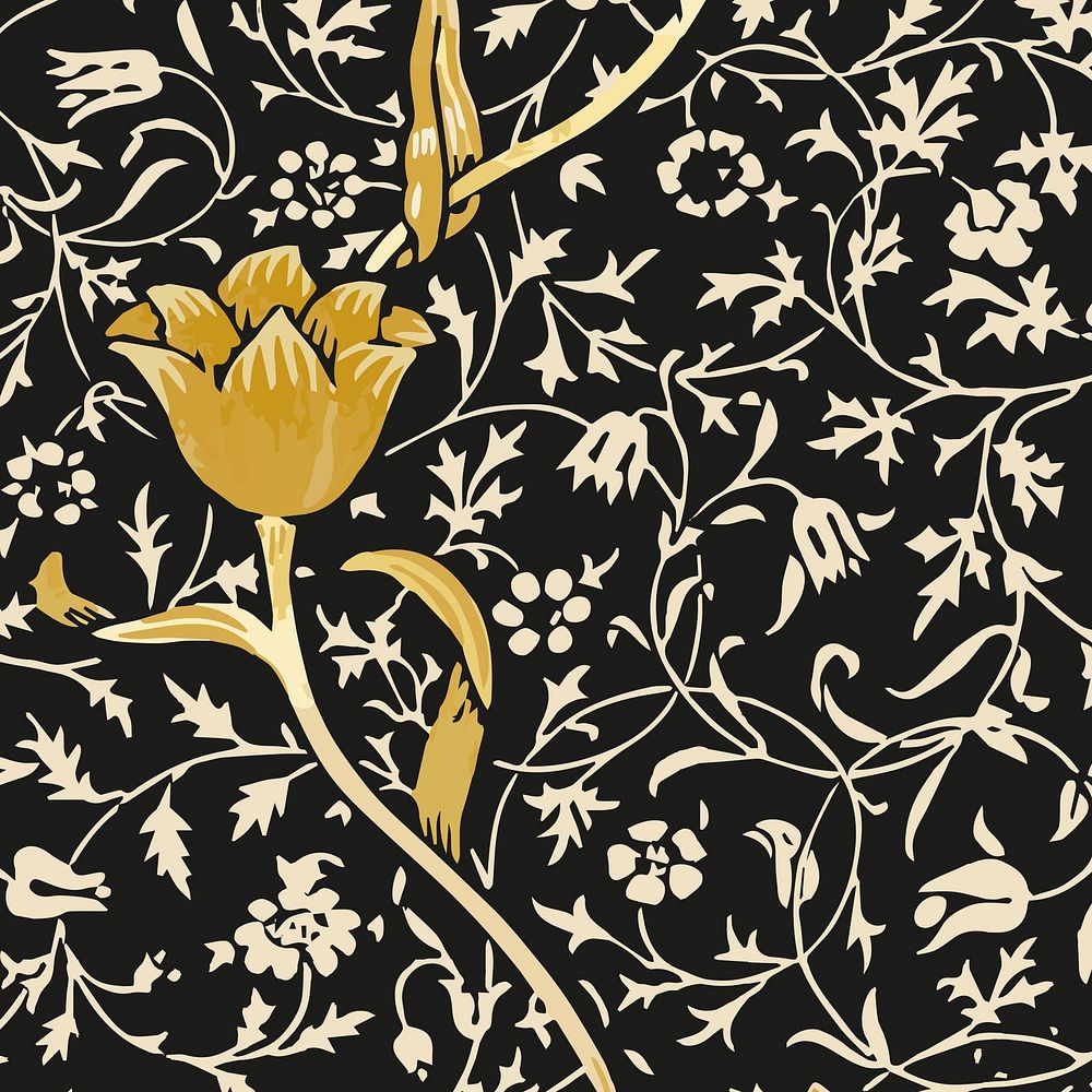 Gold tulip ornament pattern background
