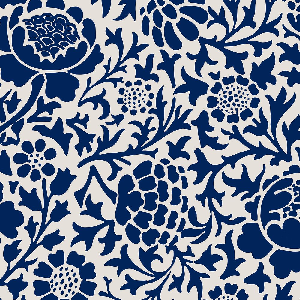 Vintage blue chrysanthemum flower pattern vector