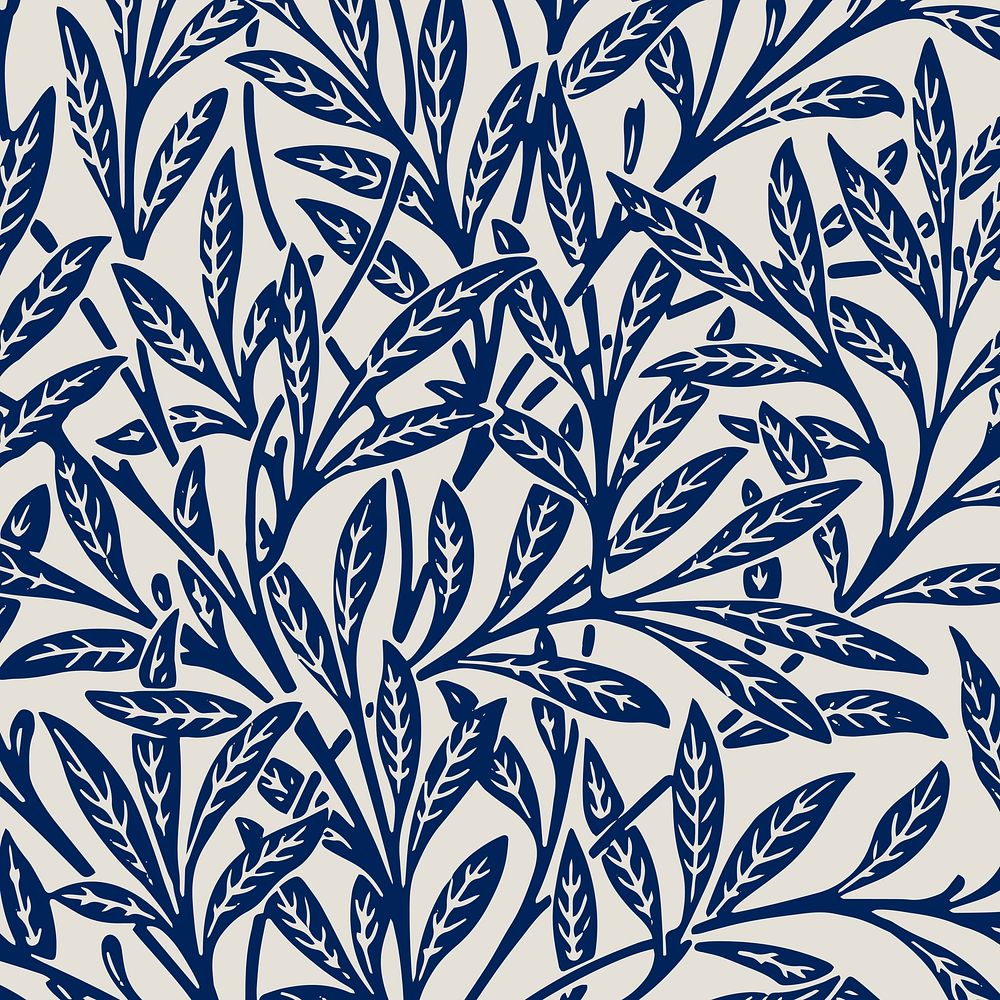 Leaves ornament blue pattern background