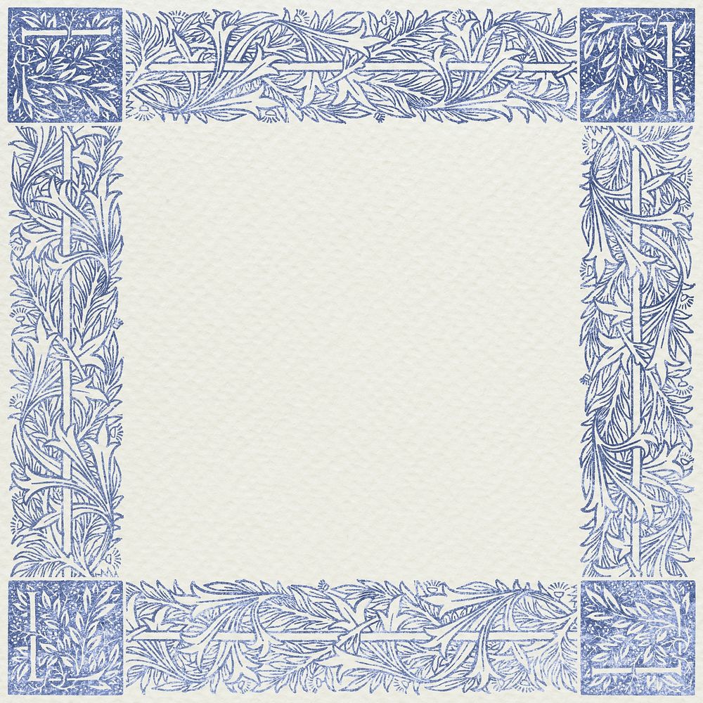 Nature ornament frame blue pattern PSD
