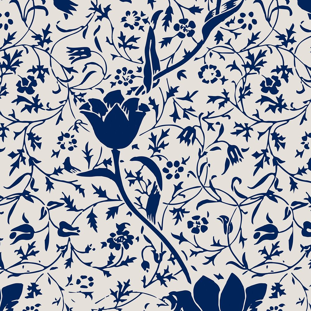 Vintage tulip flower seamless pattern background vector