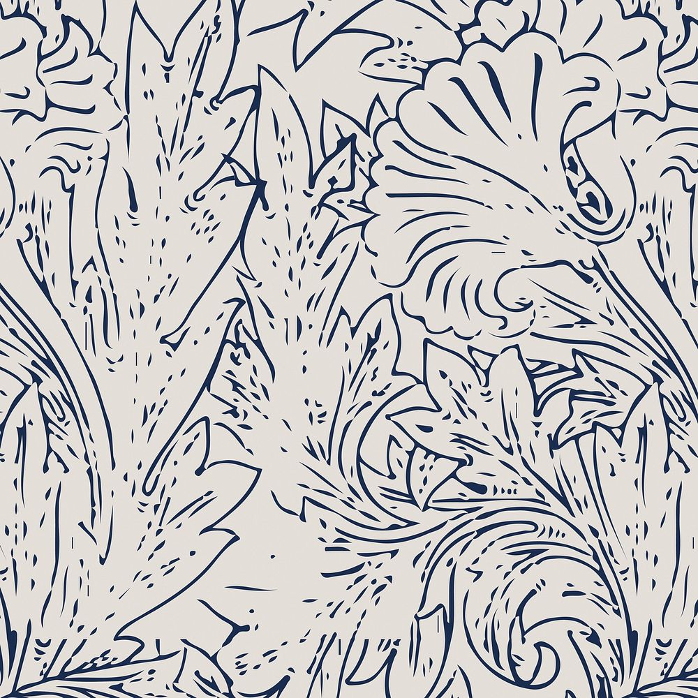 Vintage ornament blue leaves pattern background