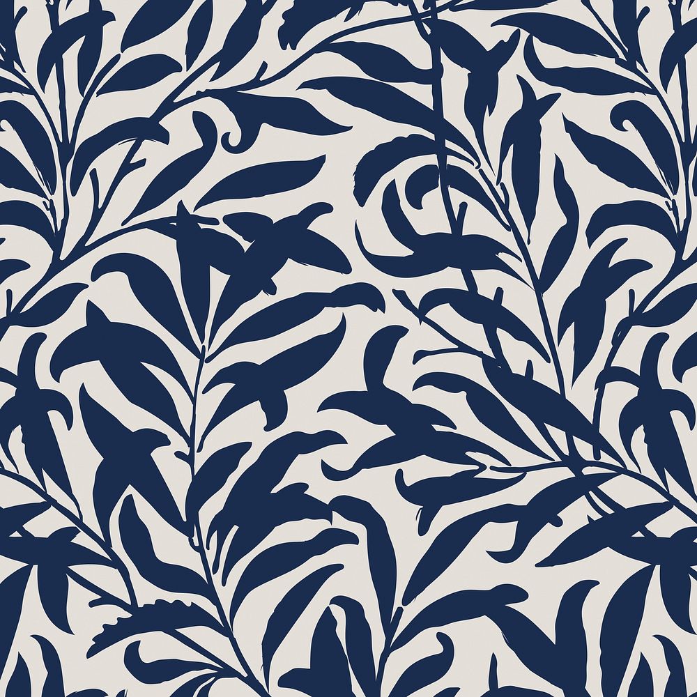 Vintage blue leaves ornament pattern background