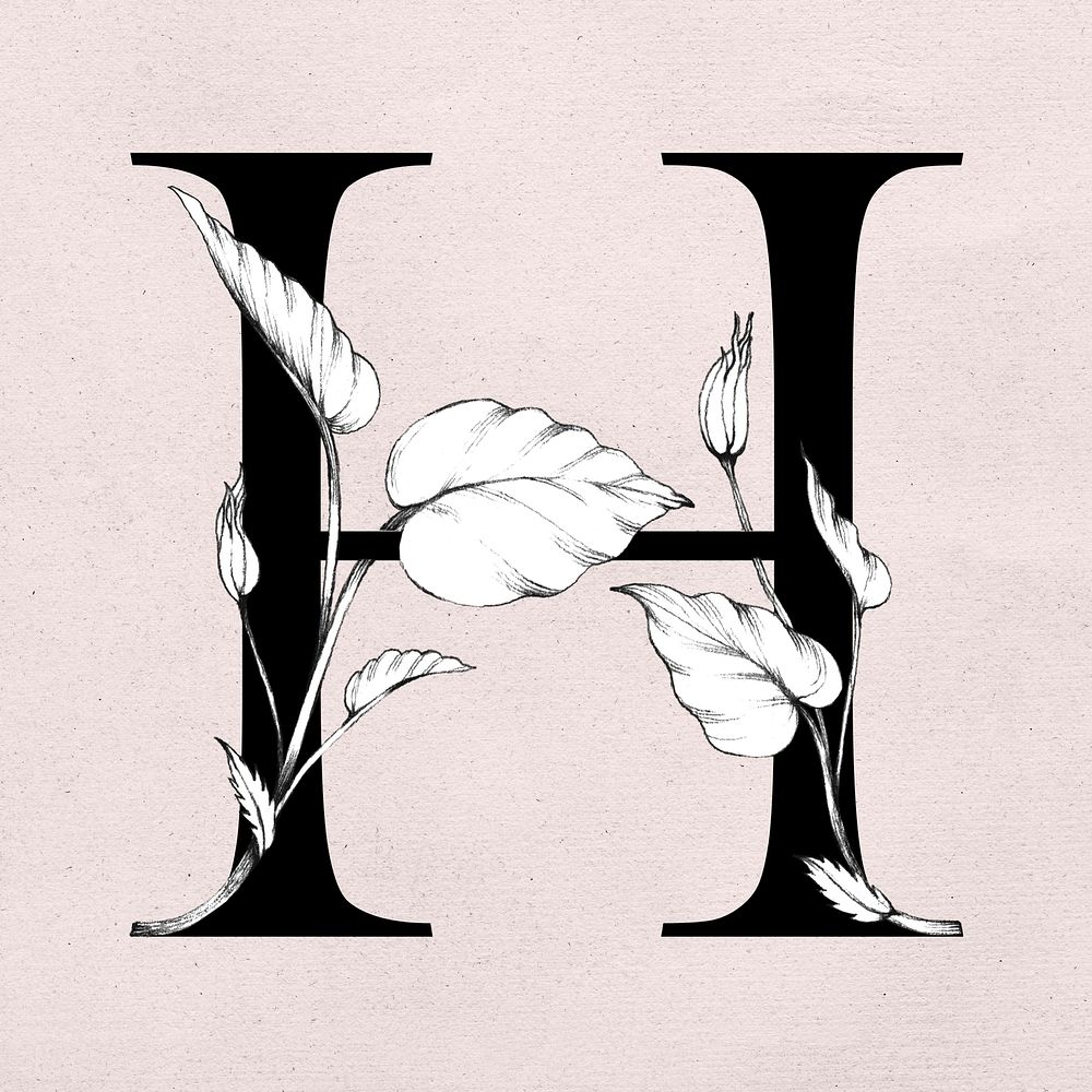 Font h vintage letter floral typography