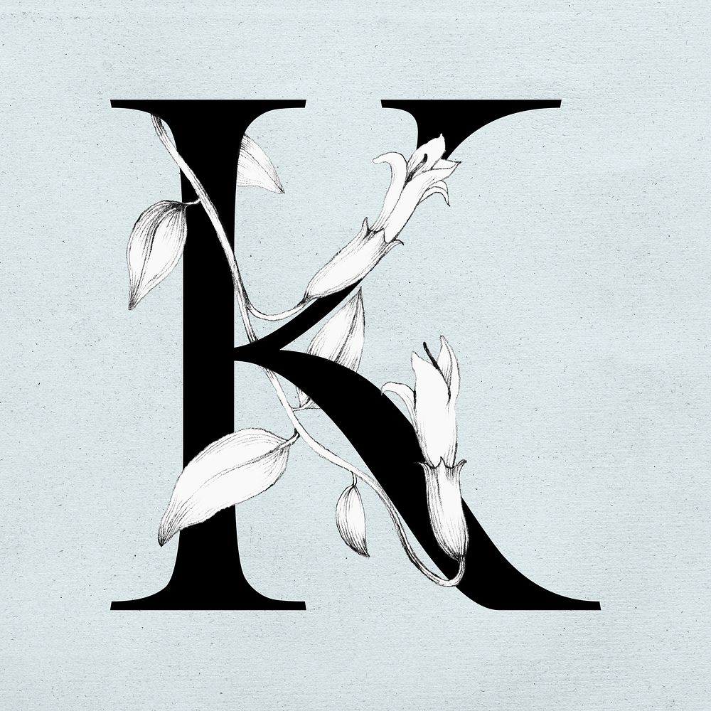 Psd font k floral typeface