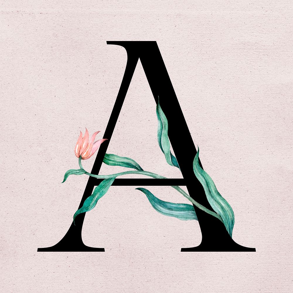 Psd letter a vintage botanical typeface