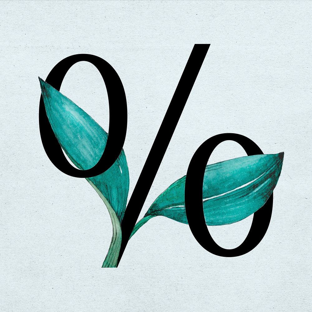 Percentage sign serif vintage typography