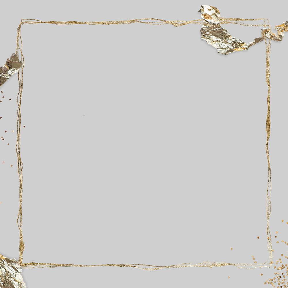 Psd gold shimmer frame gray background