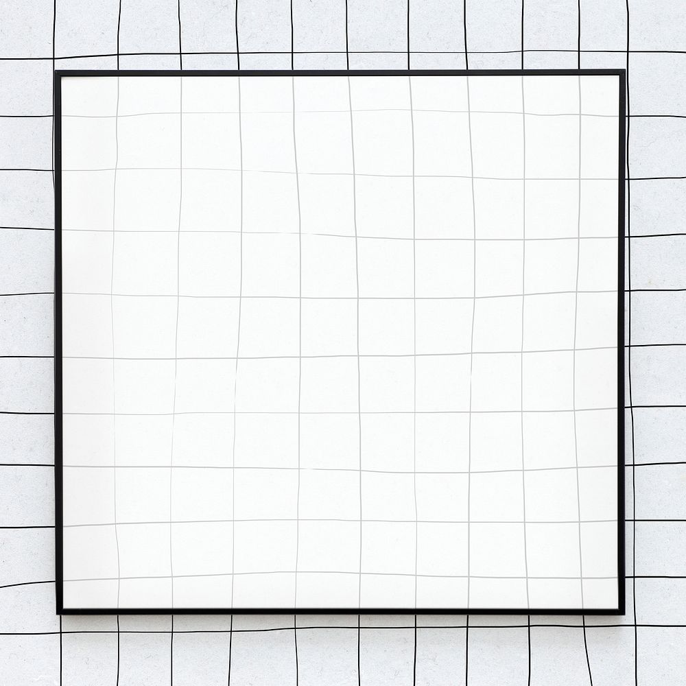 Black grid frame psd white background