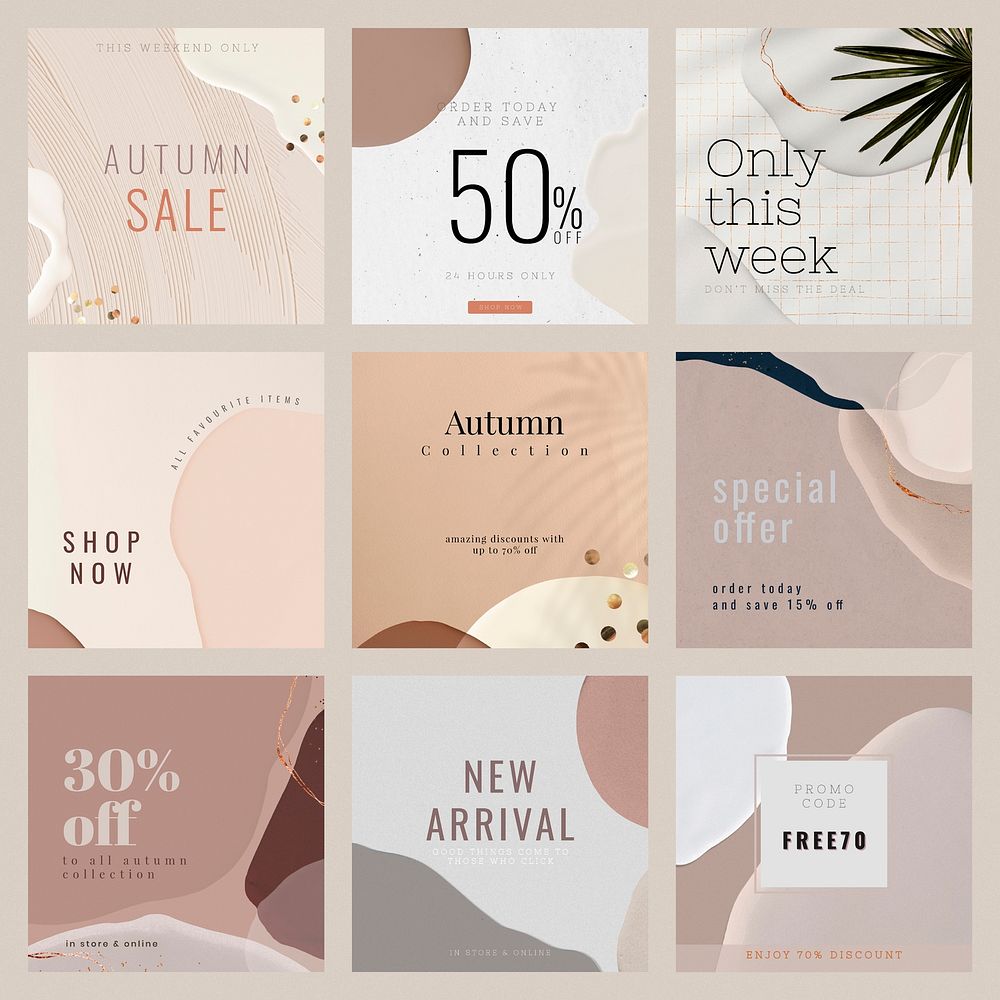 Brown fashion sale template set vector 