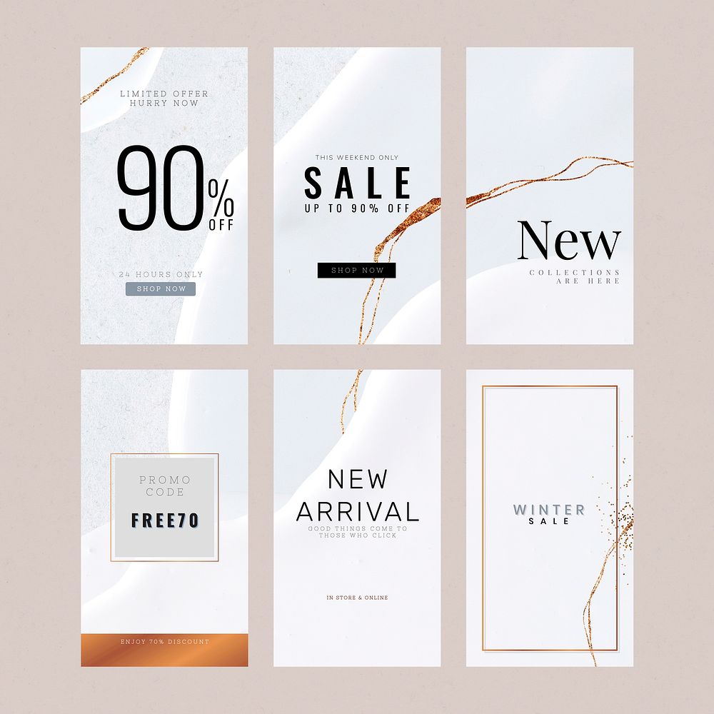Abstract luxury vector social story template set