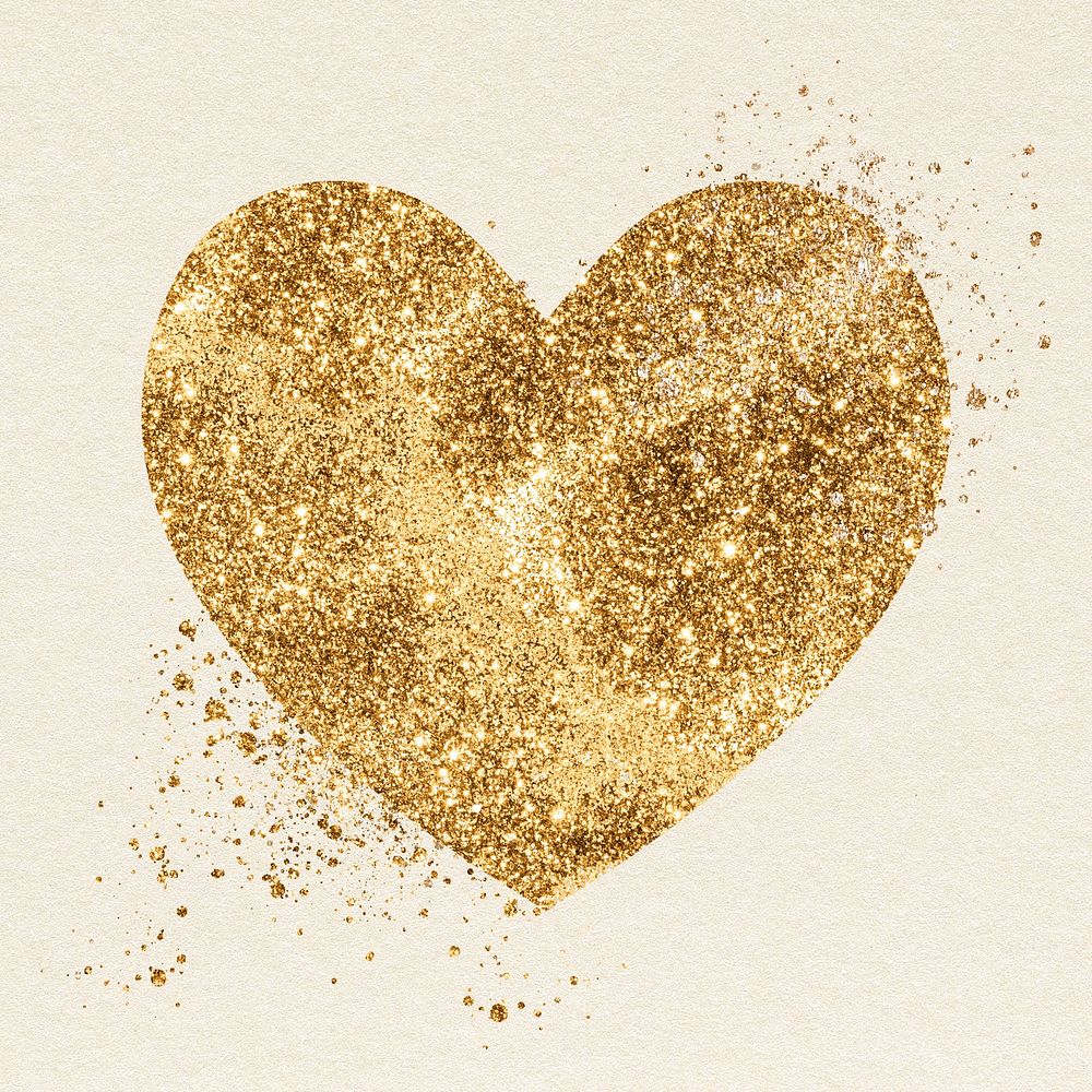 Glitter psd gold heart symbol