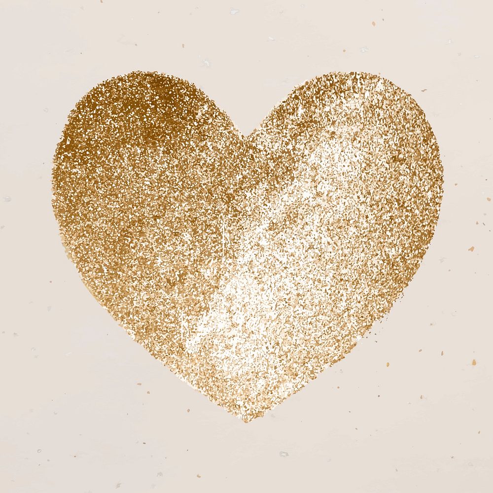 Glittery gold heart vector icon
