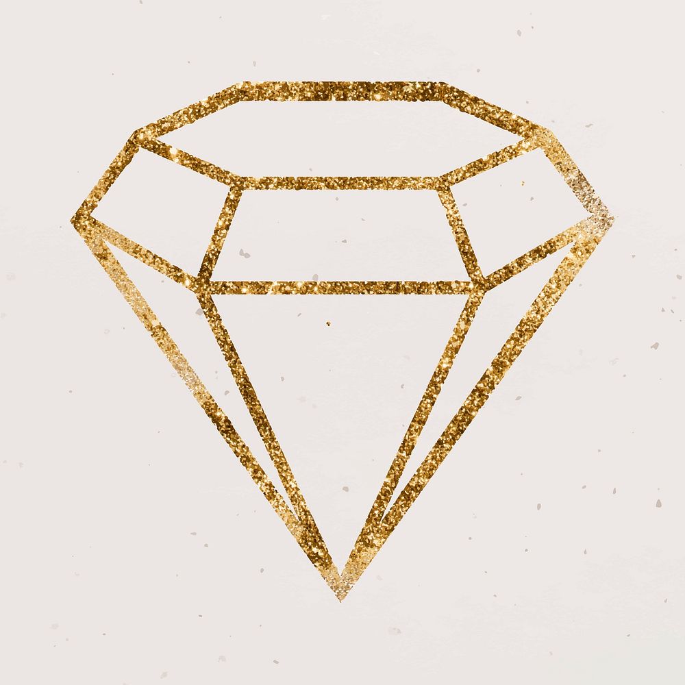 Glittery gold diamond vector icon