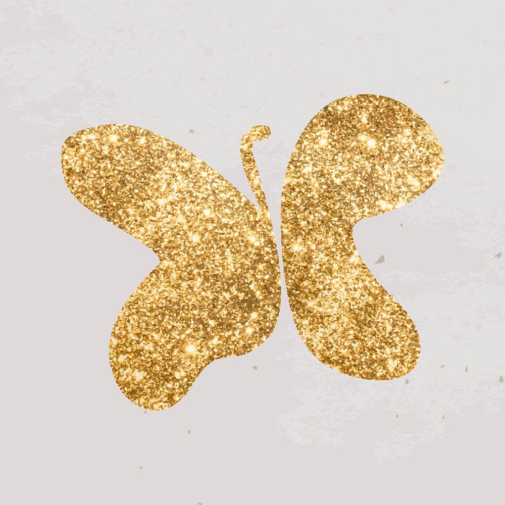 Glittery gold butterfly icon vector