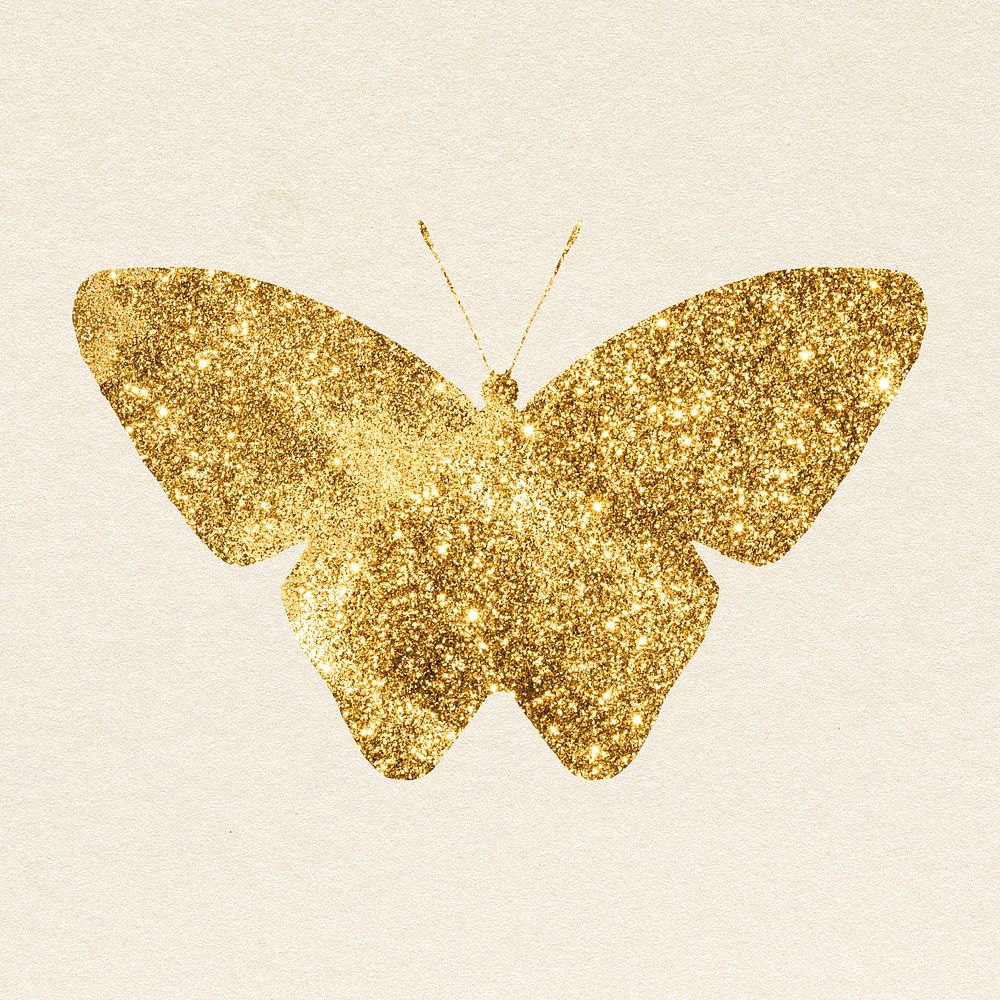 Glitter psd gold butterfly symbol
