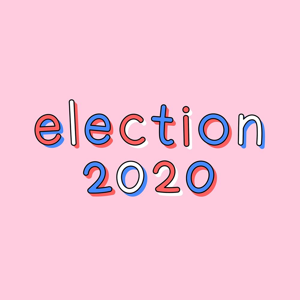 Election 2020 psd doodle typography word