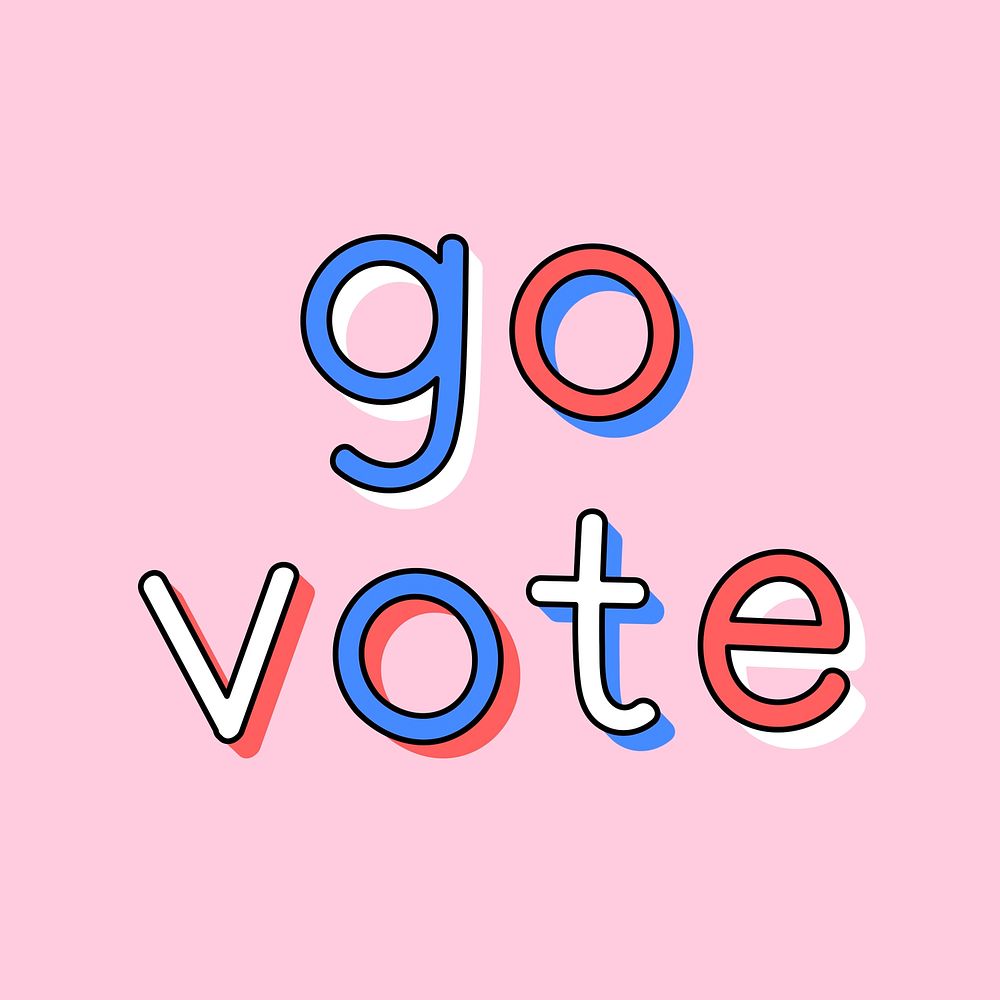 Go vote doodle typography psd message word
