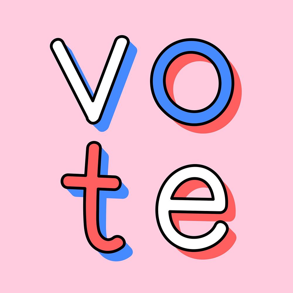 Vote doodle text psd typography word