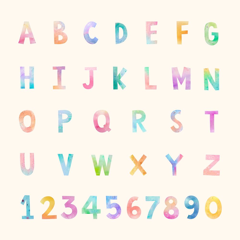 Abc and number set vector playful