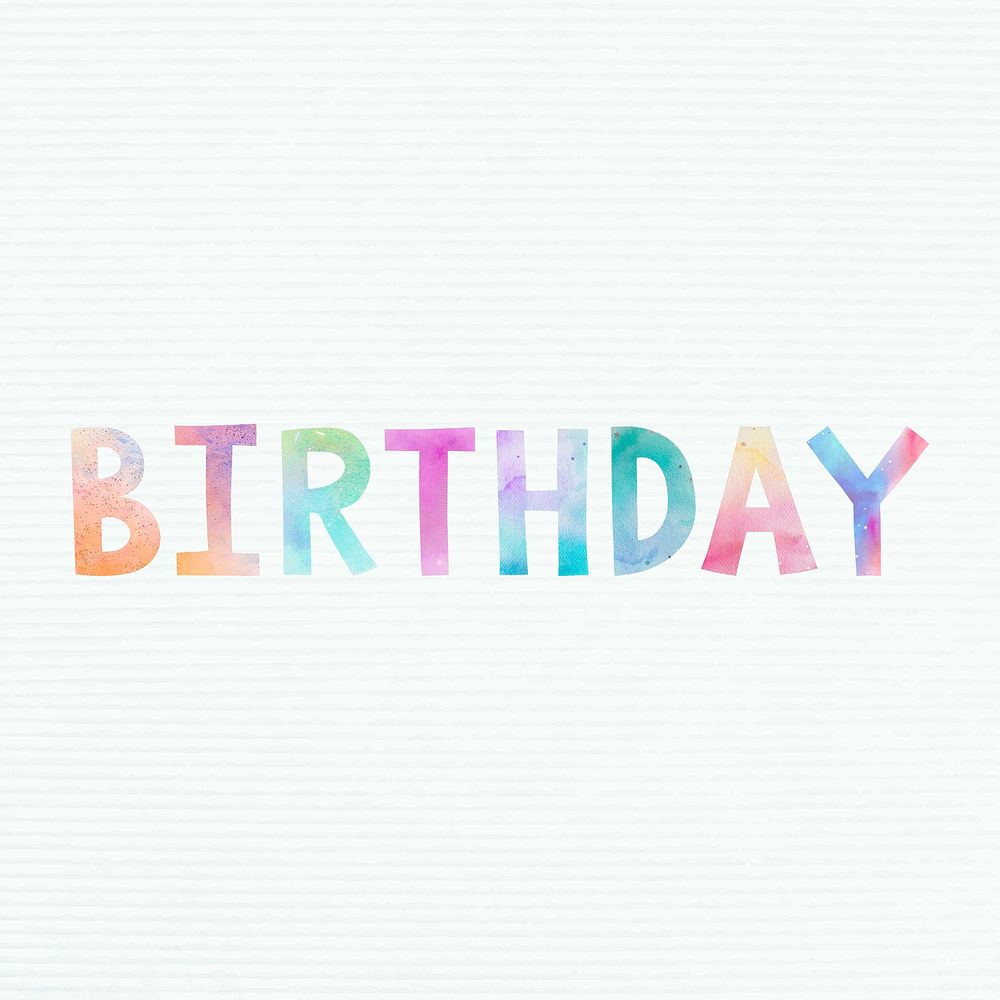 Psd pastel happy birthday word typography