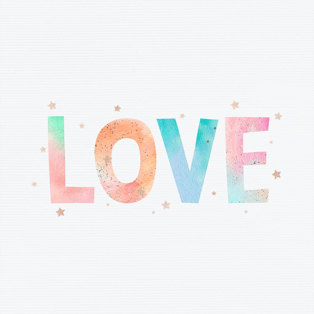 Pastel love word typography vector