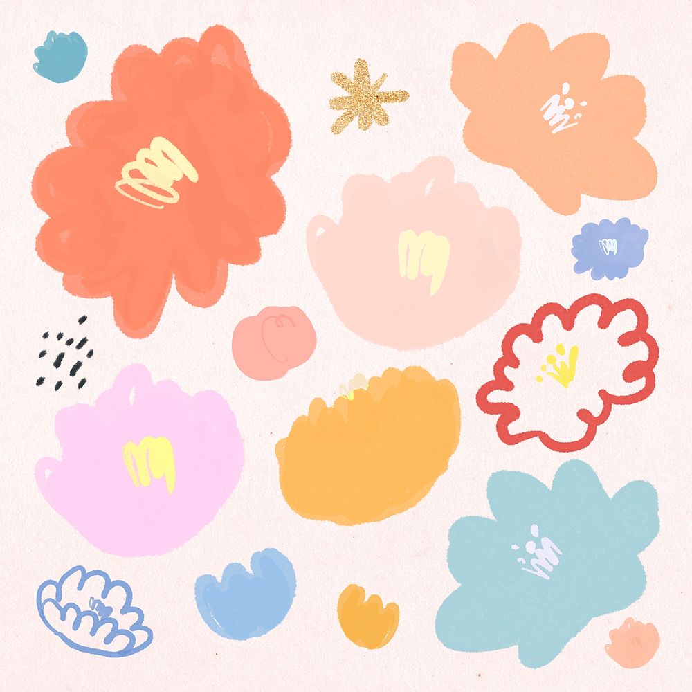 Floral pattern background psd hand drawn