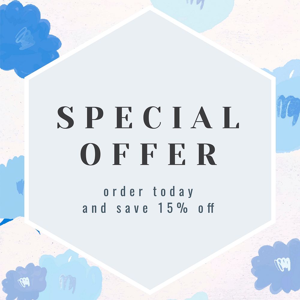 Special offer text promotion floral frame vector