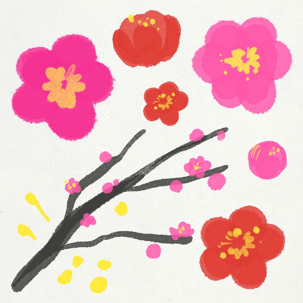 Cherry blossom flower psd floral elements