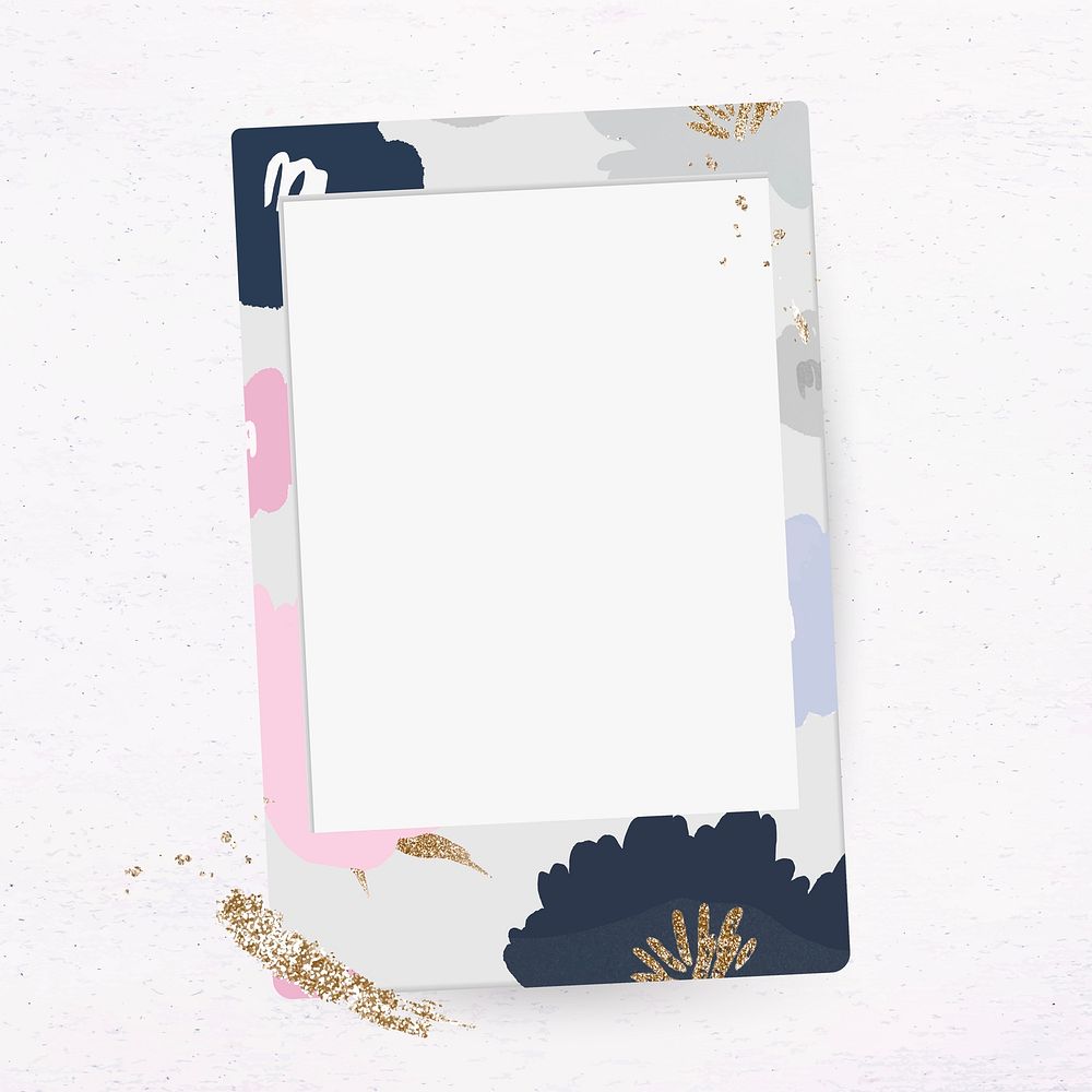 Psd flower decorated instant camera frame design space