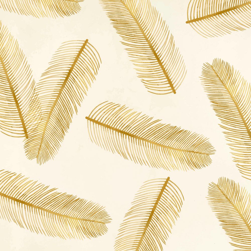 Hand drawn vector palm leaf gold vector metallic vintage