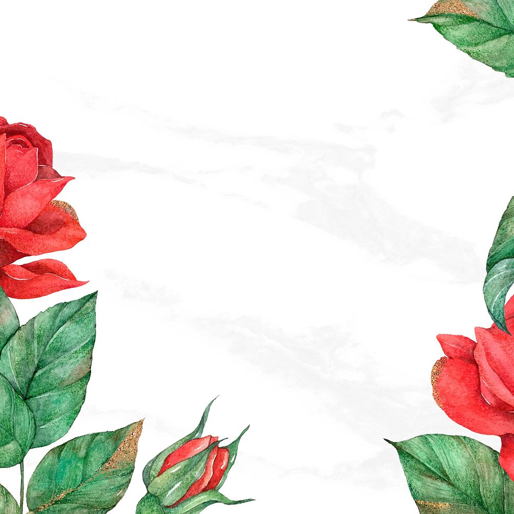 Rose border frame psd social media background hand drawn flower