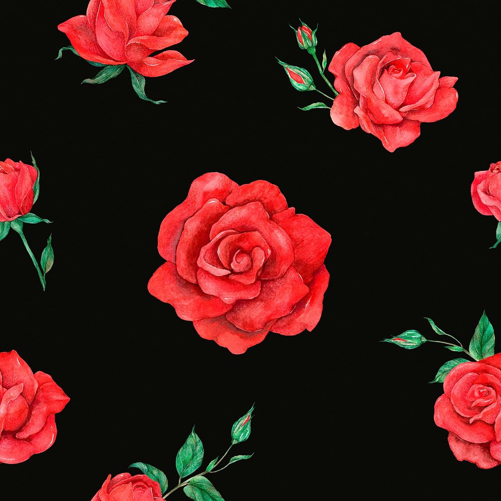 Blooming red rose psd seamless pattern background