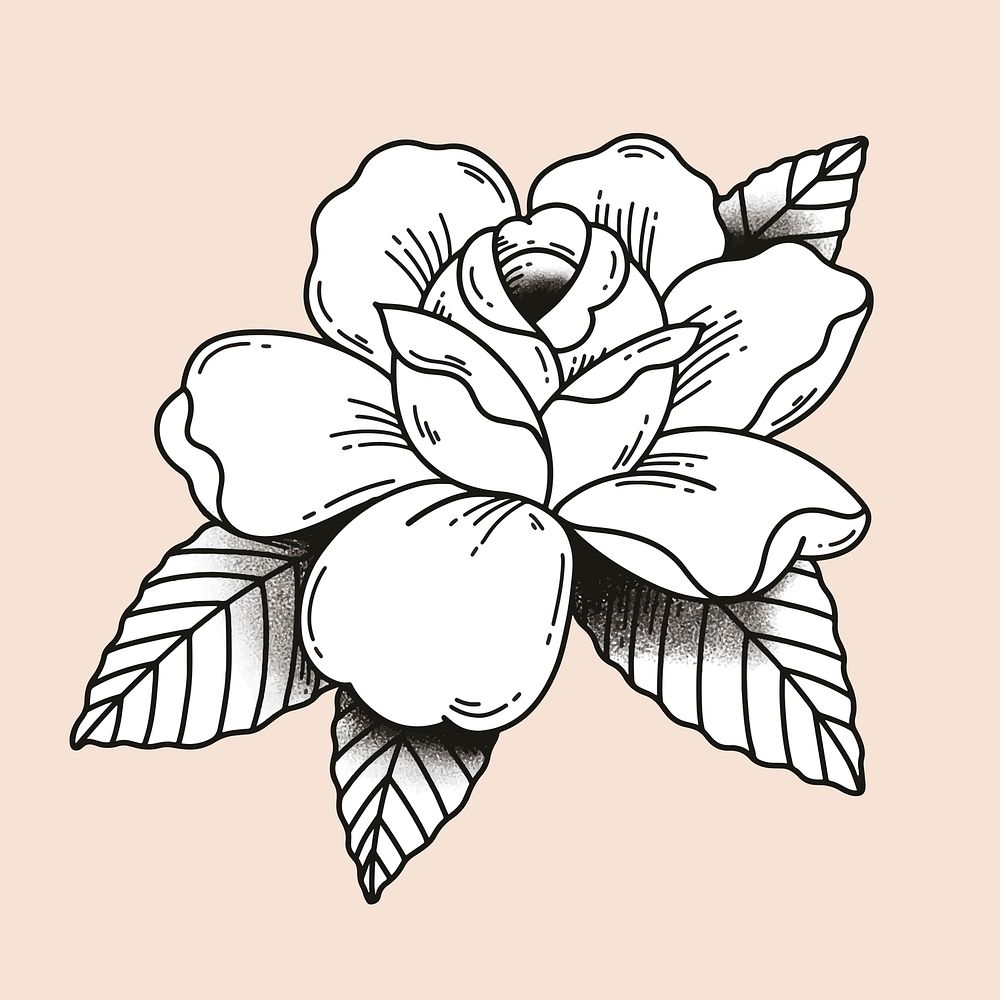 Vintage rose tattoo design vector