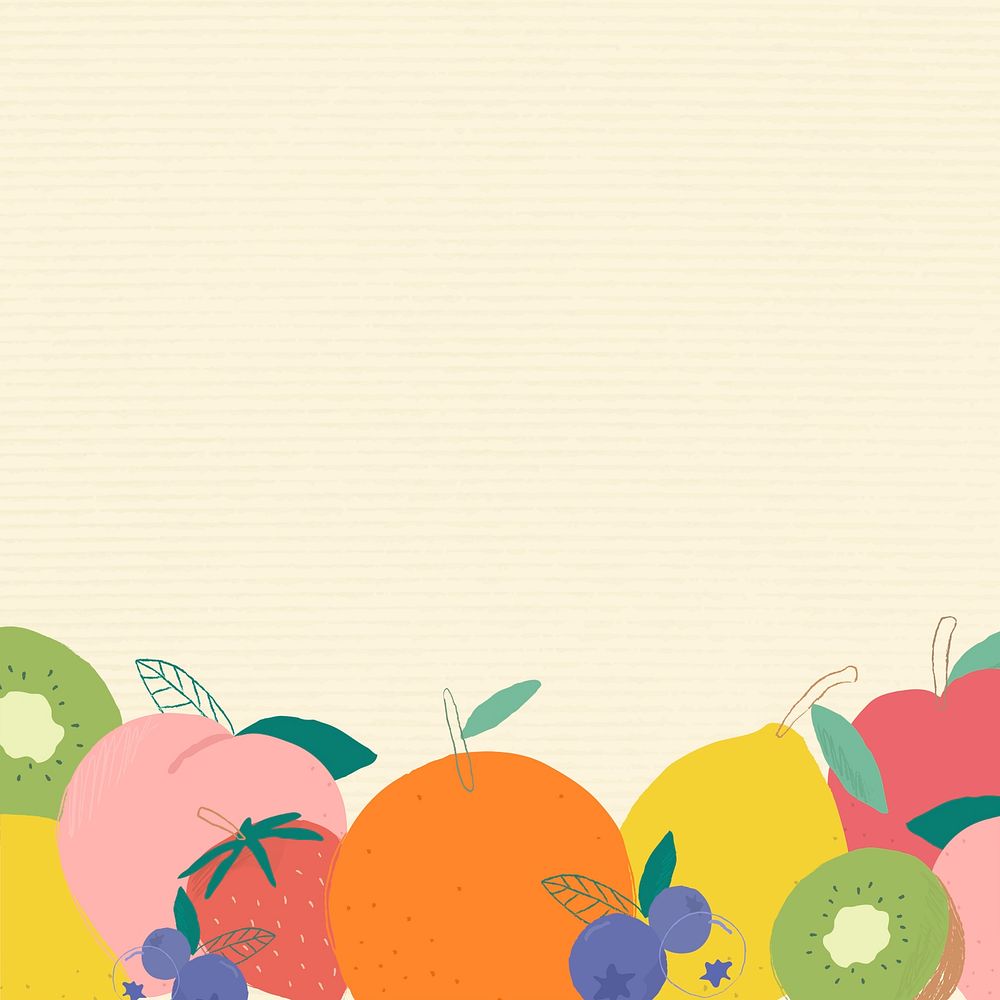 Psd fruits corner border yellow background paper texture 
