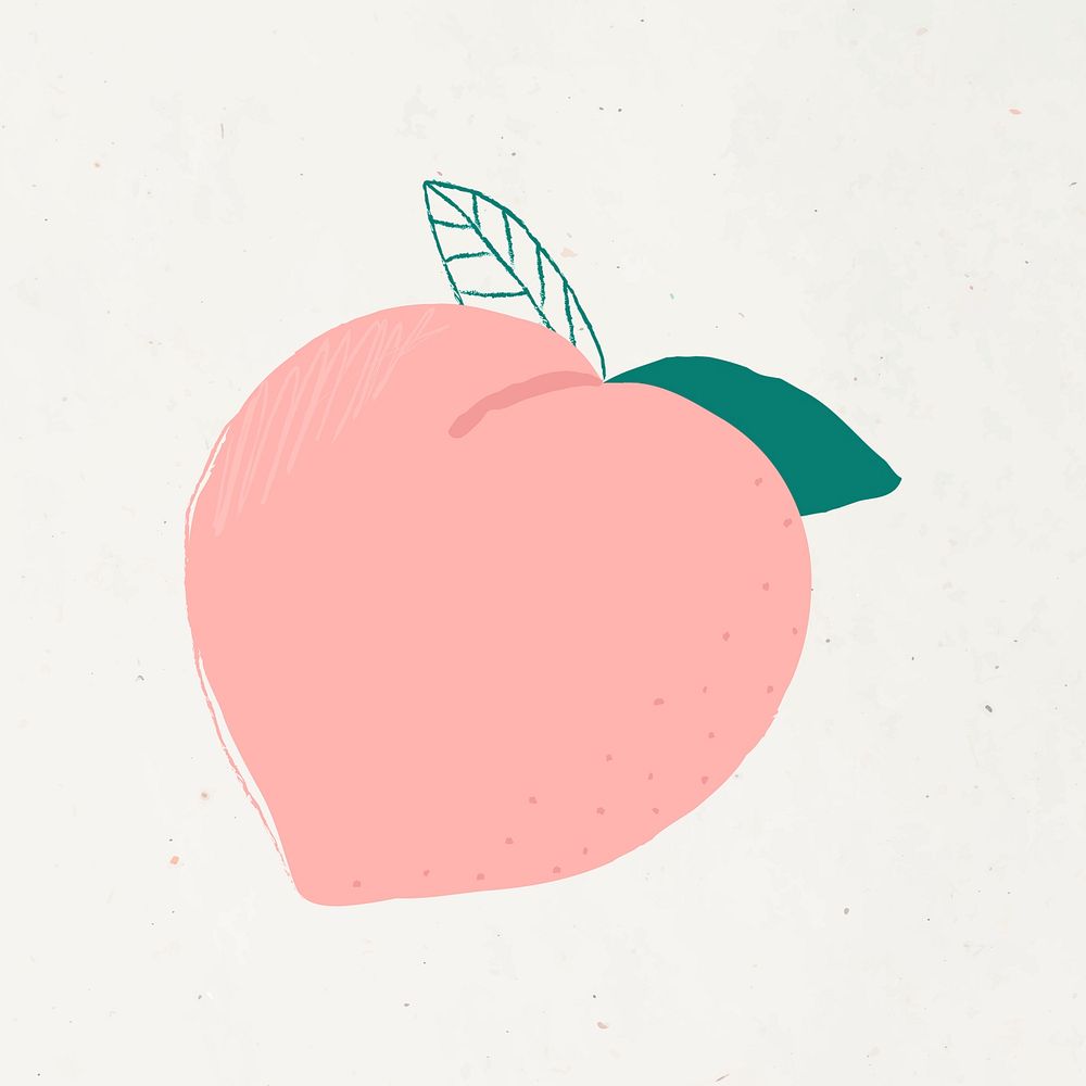 Psd cute hand drawn peach fruit illustration