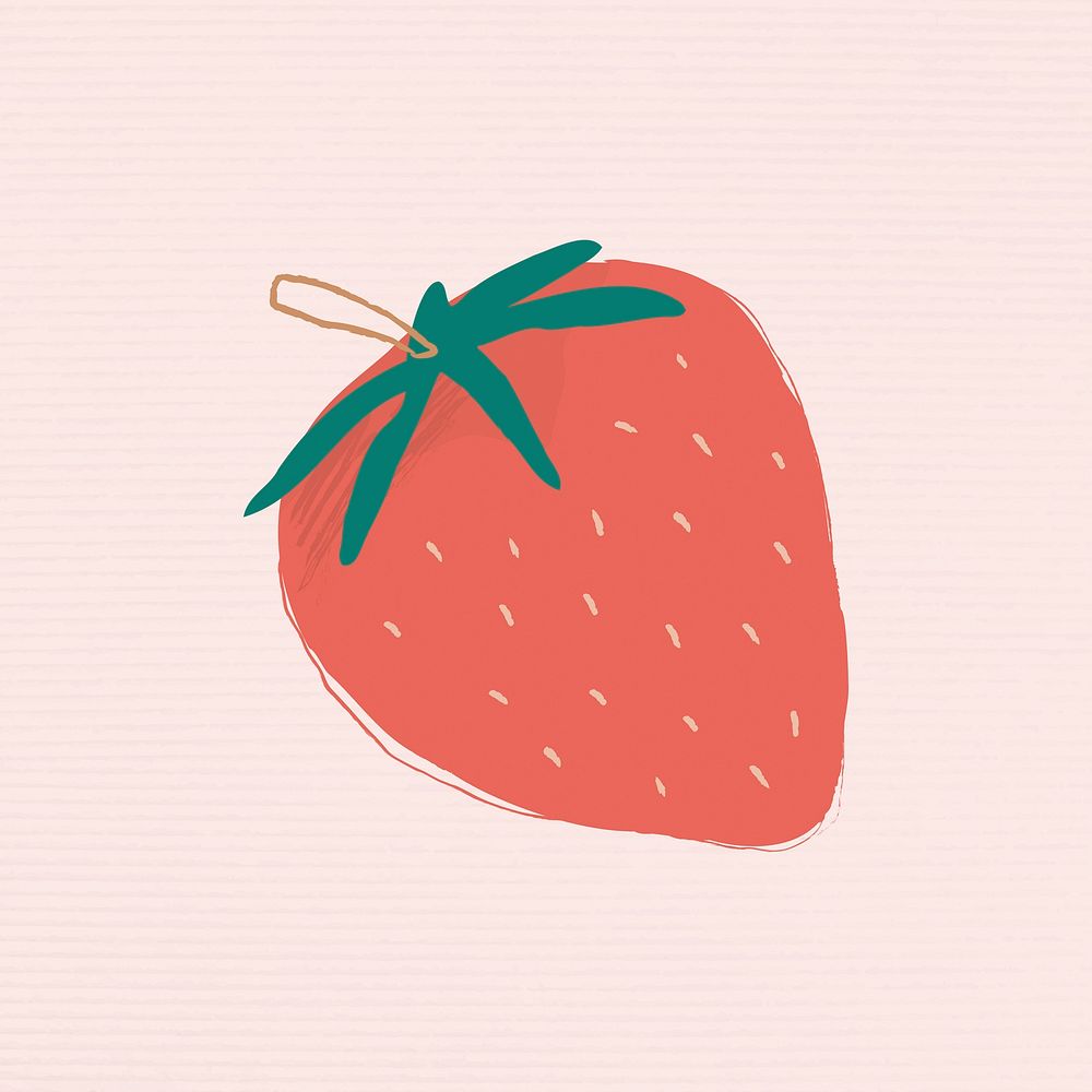 Pastel hand drawn strawberry fruit clipart