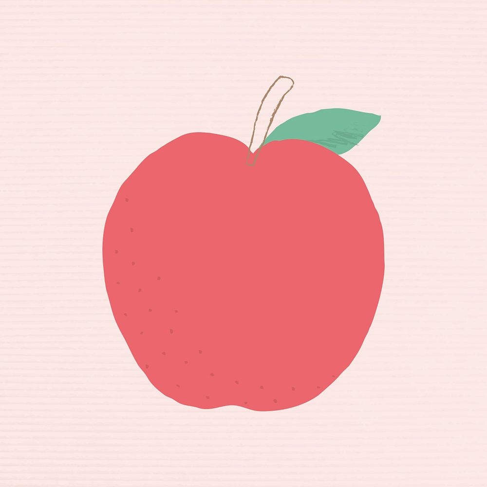 Psd cute hand drawn apple fruit illustration