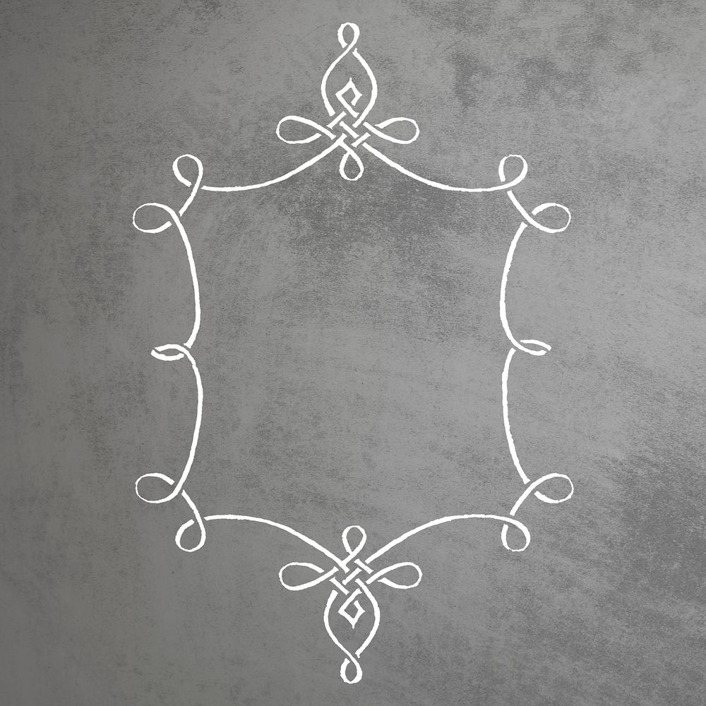 Silver filigree frame border psd