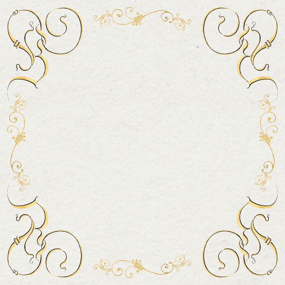 Gold filigree border psd in gold