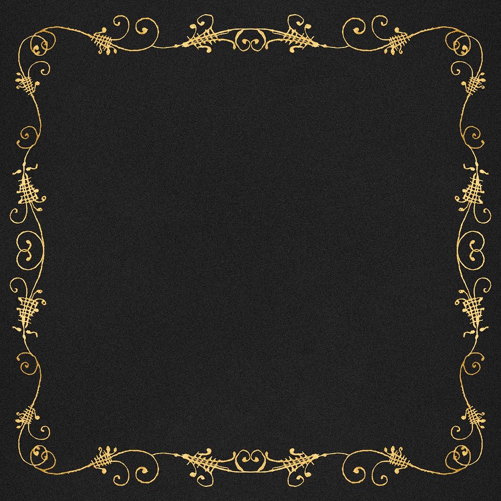 Gold filigree frame border psd