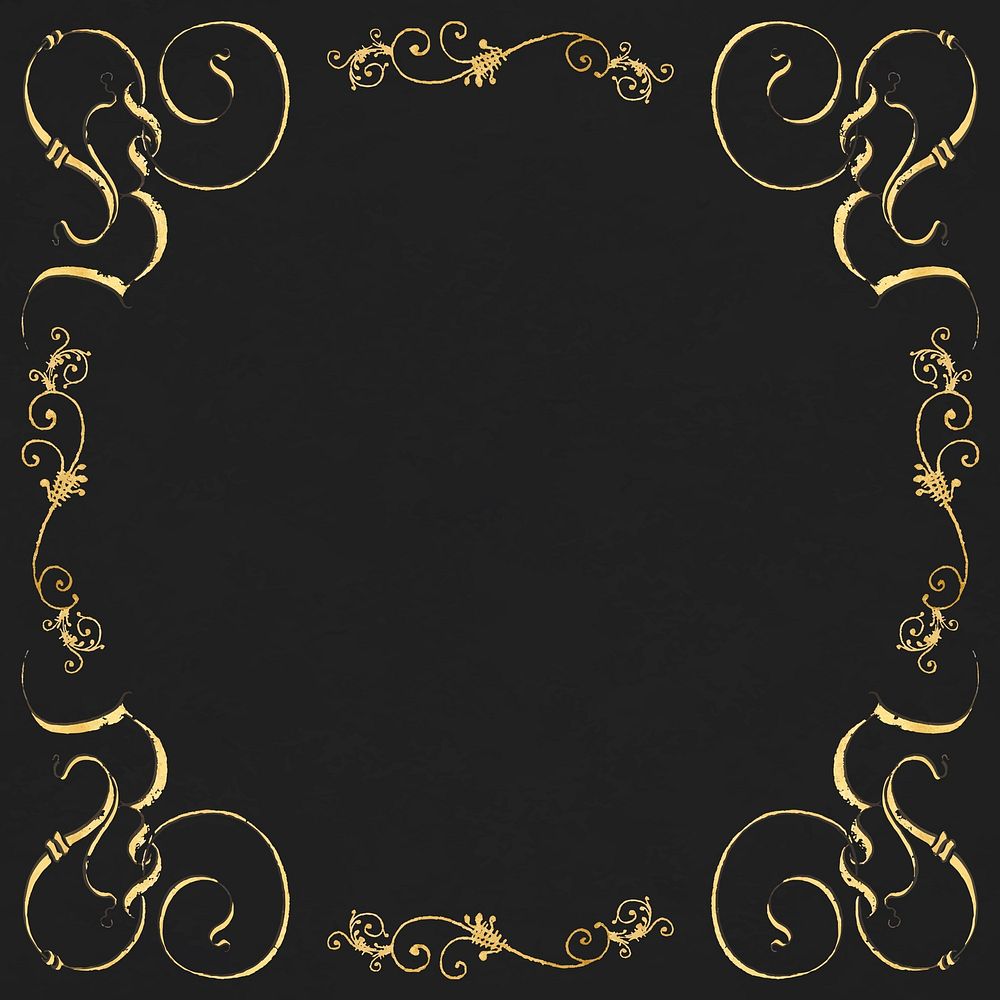 Gold filigree frame border vector