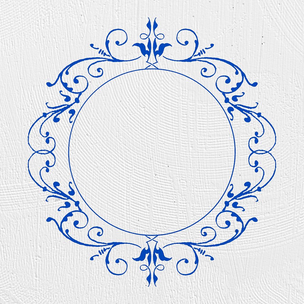 Blue filigree frame border psd