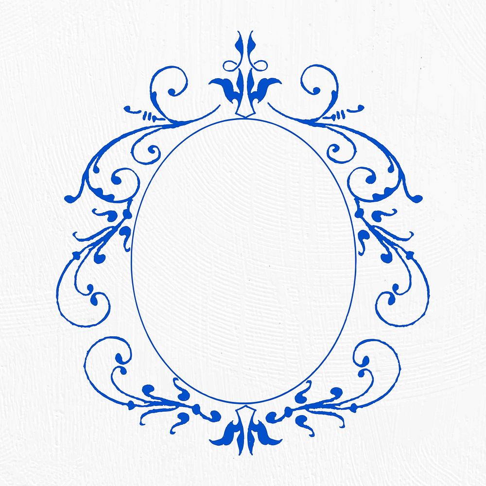 Blue filigree frame border vector 