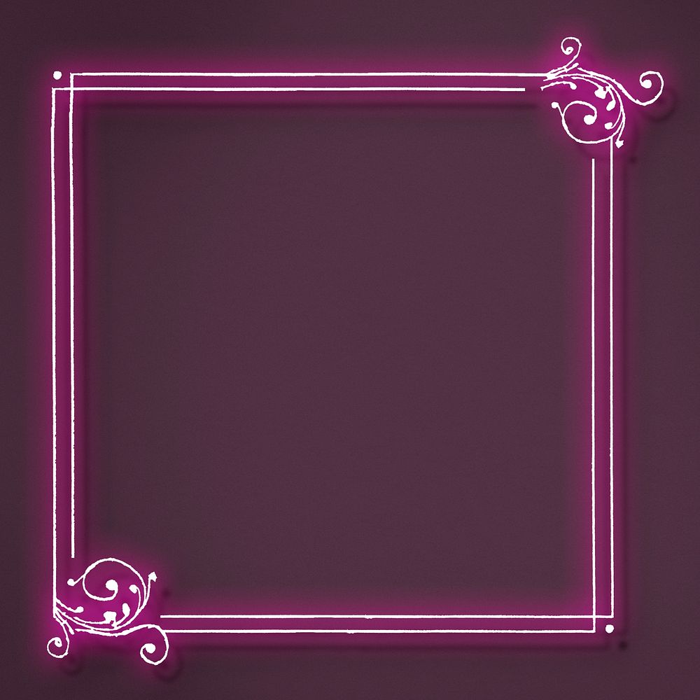 Neon pink filigree frame border psd 