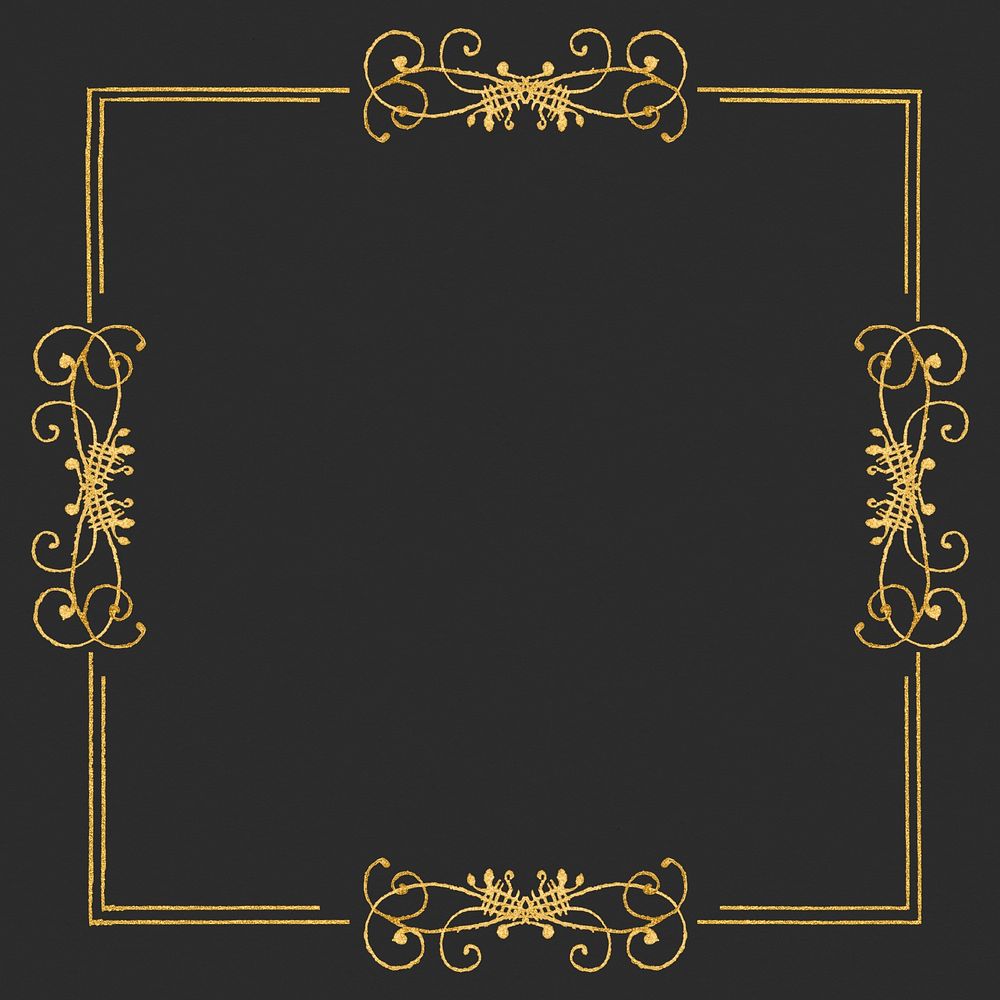 Gold filigree frame border psd