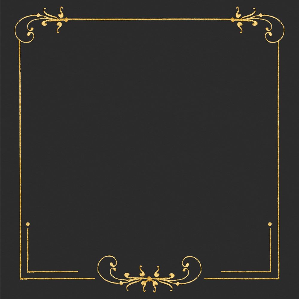 Gold filigree frame border psd