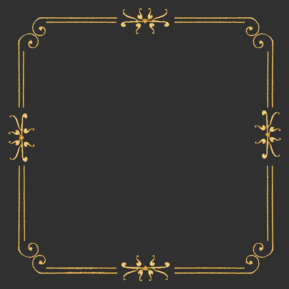 Gold filigree frame border vector 