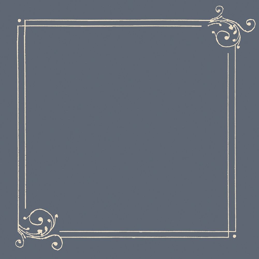 Beige filigree frame border on blue