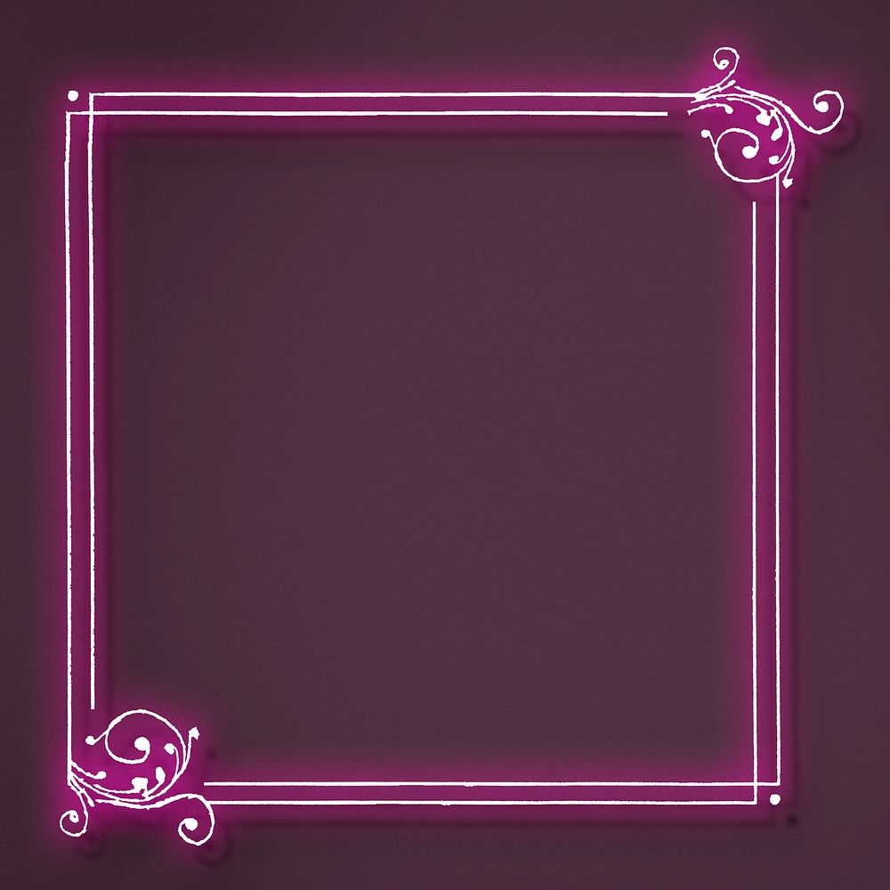 Pink neon vintage filigree frame